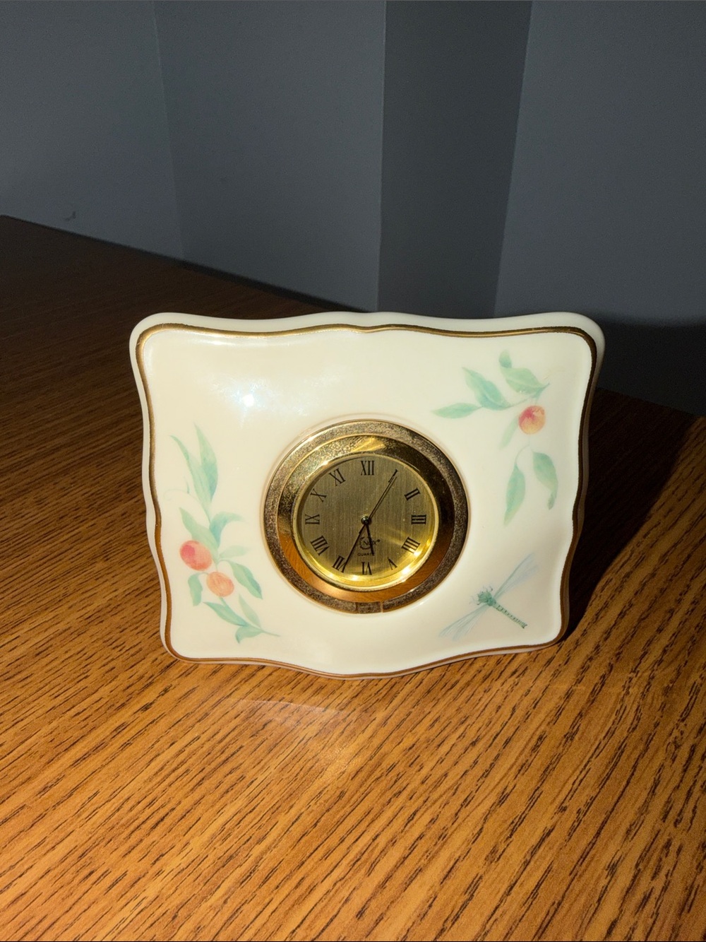Lenox Rose Manor Porcelain Desk Clock
